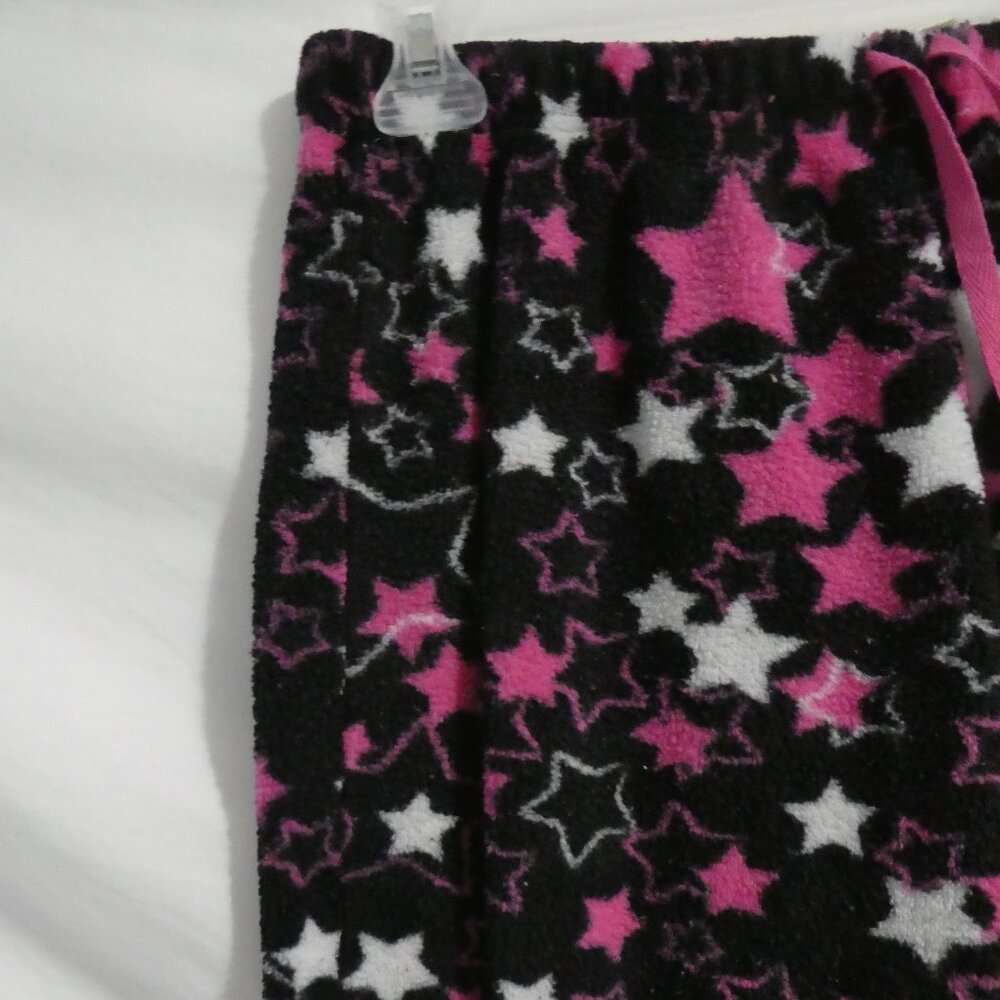 725 ORIGINALS | small | Black Fleece Pajama - Lounge Pants | Pink & White Stars - Picture 3 of 16